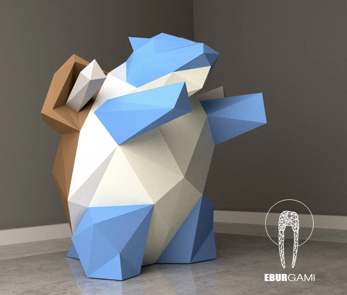 Paper craft DIY Blastoise - Pokemon - paper model Art, Low Poly DIY, DIY Paper 3D Art, Diy Paper Statue, Papercrafting, Eburgami