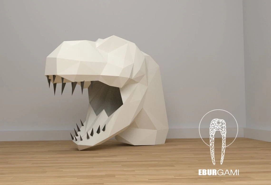 Dinosaur Mask, T-Rex Mask, Paper Mask, DIY Mask, Dinosaur Costume, Party Mask, Papercraft Mask, Papercraft Animal 3D, Instant Download Print