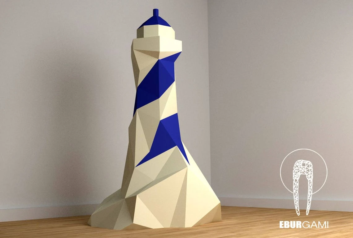 Lighthouse Papercraft Art, Home Decor, 3D lowpoly Lighthouse Model, DIY Paper Art, Digital Download, PDF Printable Template Download, Print