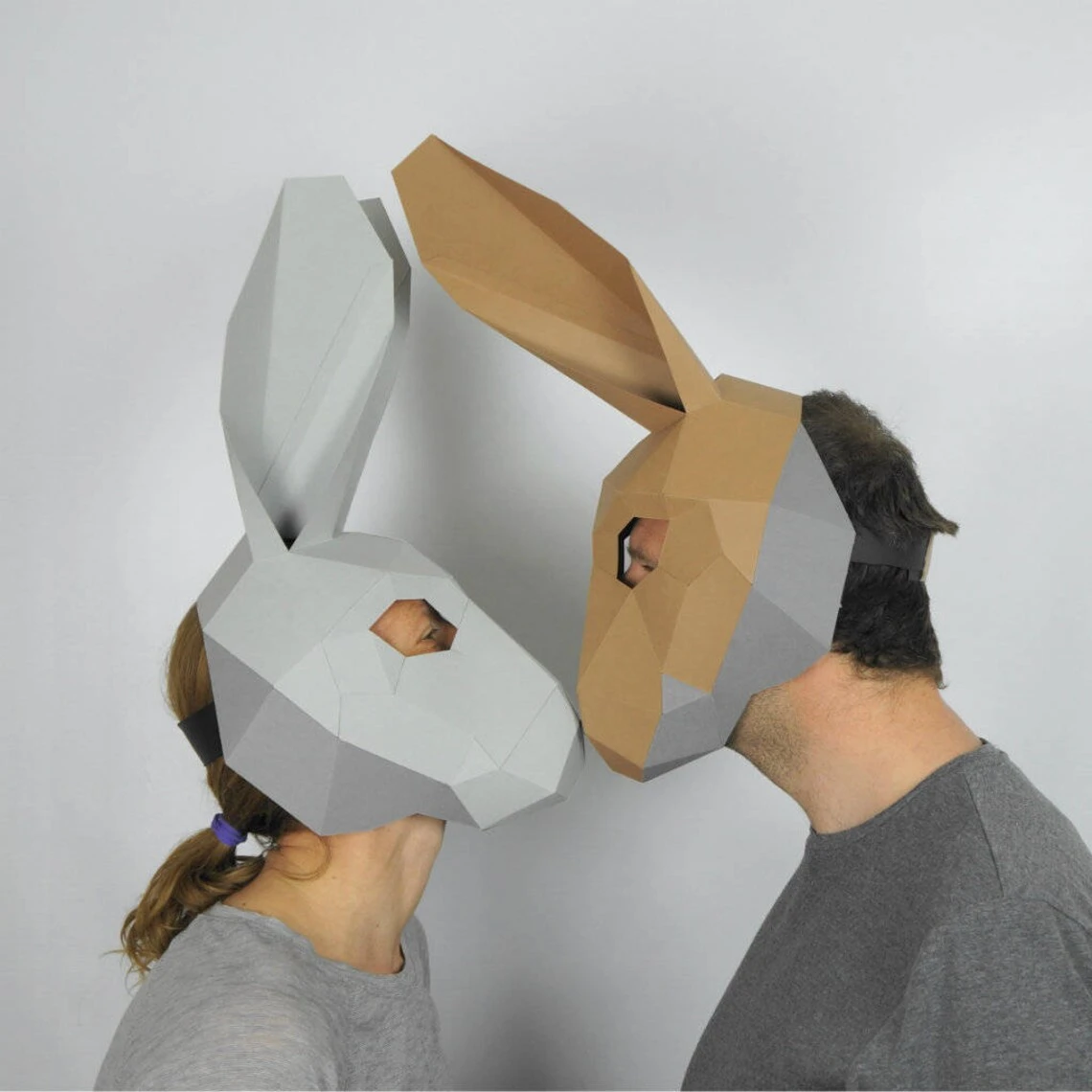 Hare Trophy Mask, 3D Papercraft Mask Template, Low Poly Paper Mask, Unique Halloween Costume, Animal Mask, Paper Wall Art PDF Pattern