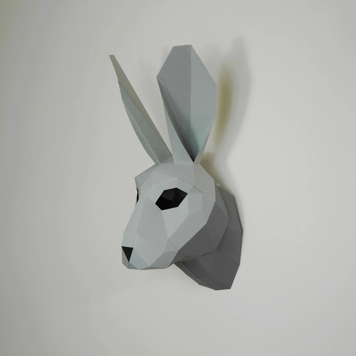 Hare Trophy Mask, 3D Papercraft Mask Template, Low Poly Paper Mask, Unique Halloween Costume, Animal Mask, Paper Wall Art PDF Pattern