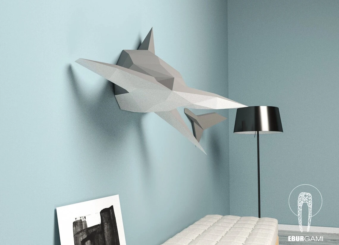 Hammerhead Shark Papercraft, 3D Papercraft - Build Your Own Low Poly Paper Sculpture PDF Download DIY gift, Wall Decor for home - Eburgami