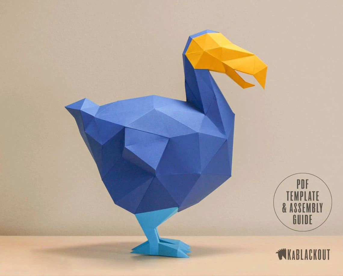 Dodo Papercraft Template, Low Poly Dodo, Dodo Decor, DIY Dodo, Dodo Bird, Dodo Art, Dodo Bird Decor - PDF Printable Template Download