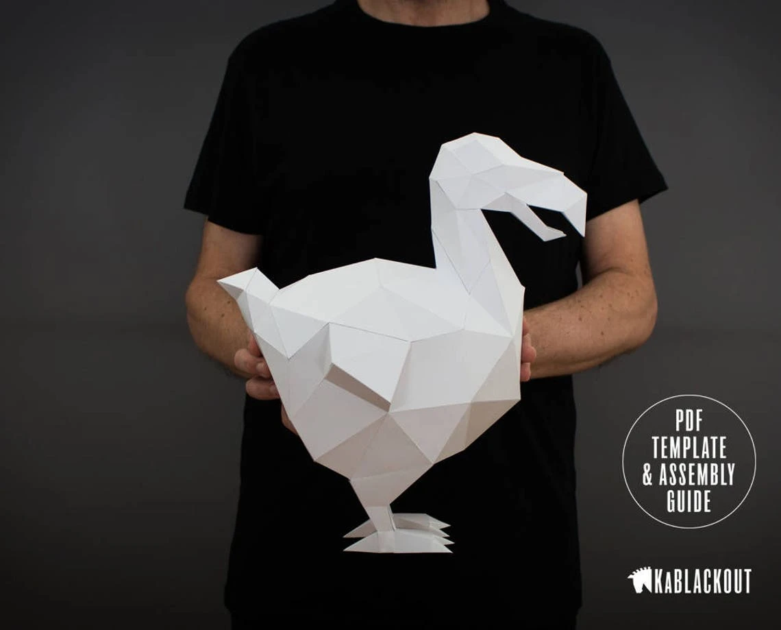 Dodo Papercraft Template, Low Poly Dodo, Dodo Decor, DIY Dodo, Dodo Bird, Dodo Art, Dodo Bird Decor - PDF Printable Template Download