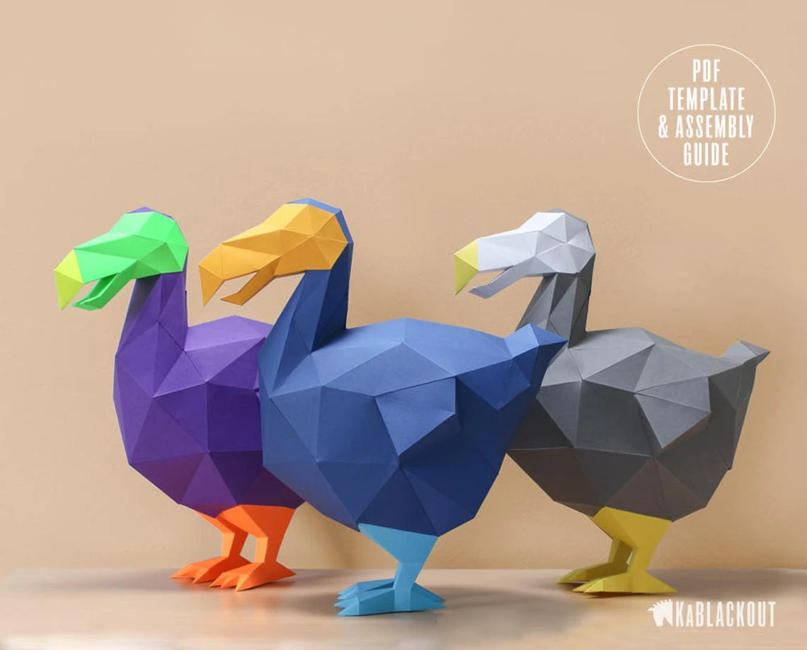 Dodo Papercraft Template, Low Poly Dodo, Dodo Decor, DIY Dodo, Dodo Bird, Dodo Art, Dodo Bird Decor - PDF Printable Template Download