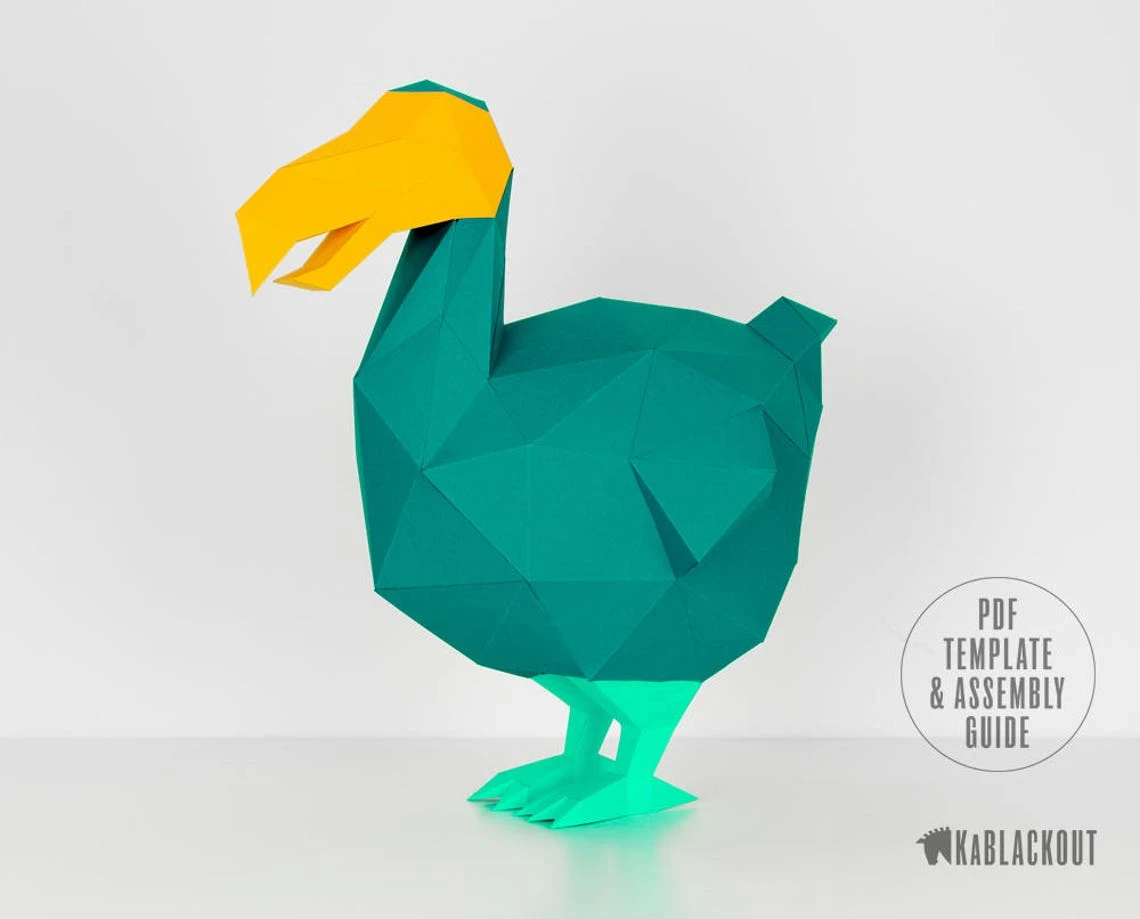 Dodo Papercraft Template, Low Poly Dodo, Dodo Decor, DIY Dodo, Dodo Bird, Dodo Art, Dodo Bird Decor - PDF Printable Template Download