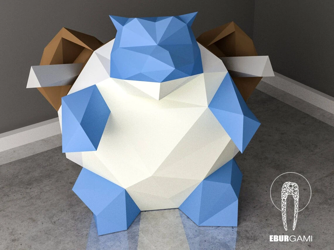 Paper craft DIY Blastoise - Pokemon - paper model Art, Low Poly DIY, DIY Paper 3D Art, Diy Paper Statue, Papercrafting, Eburgami