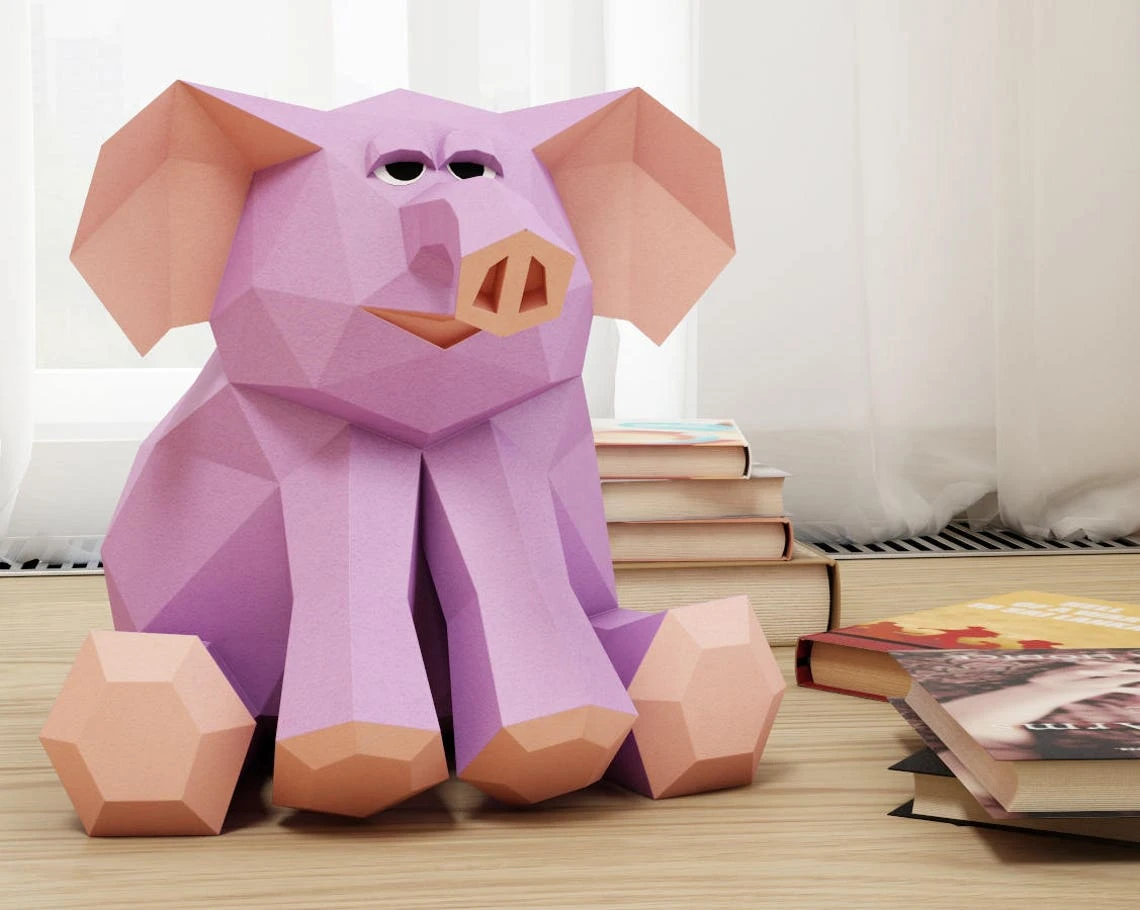 Papercraft Elephant, 3D Paper Craft Toy, DIY Paper project, PDF template kit, How to make paper model sculpture, gift for kids, origami