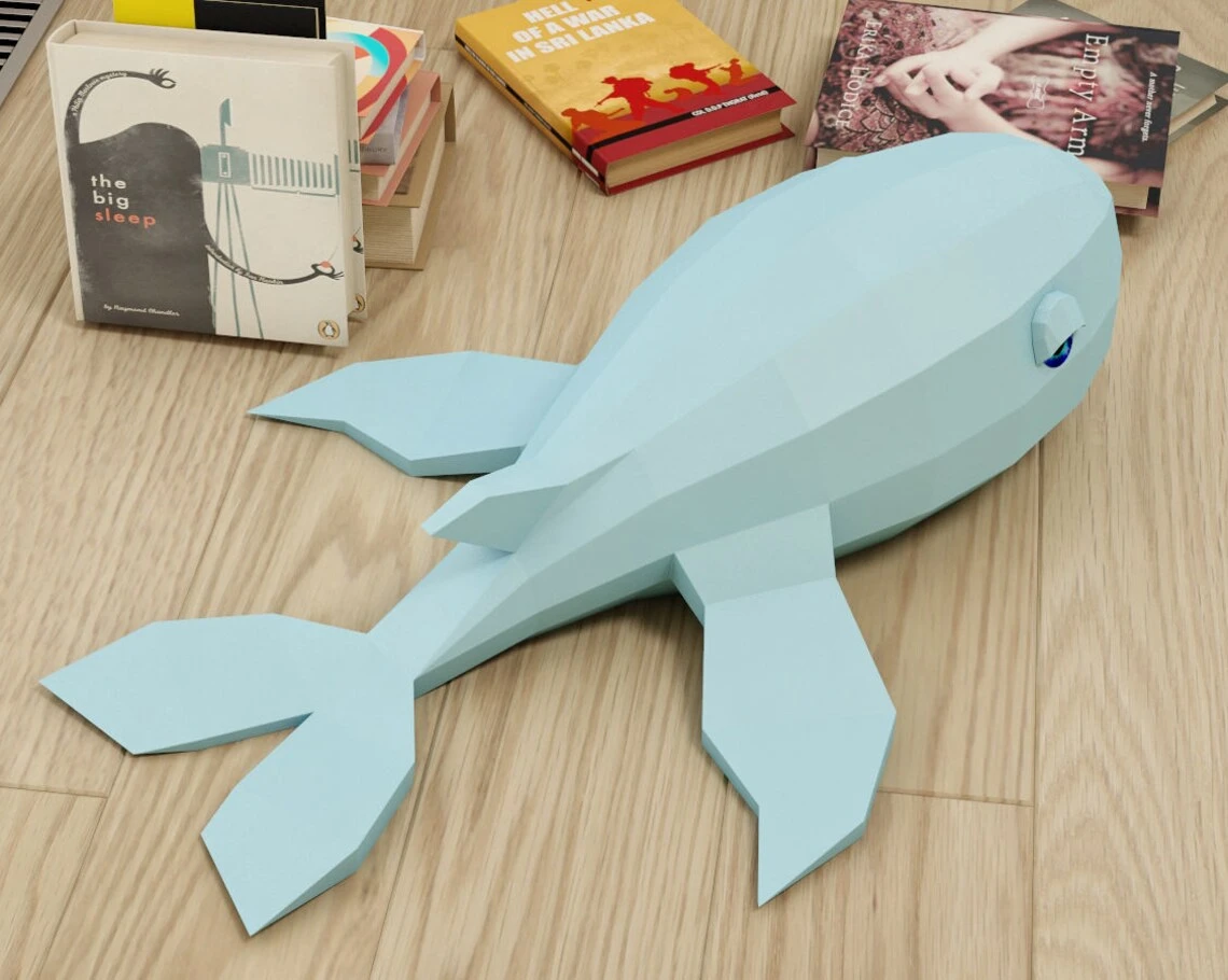 Papercraft Whale, DIY Paper project, 3D paper model, PDF template, paper sculpture, craft for kids, diy gift toy, pepakura, origami, do it