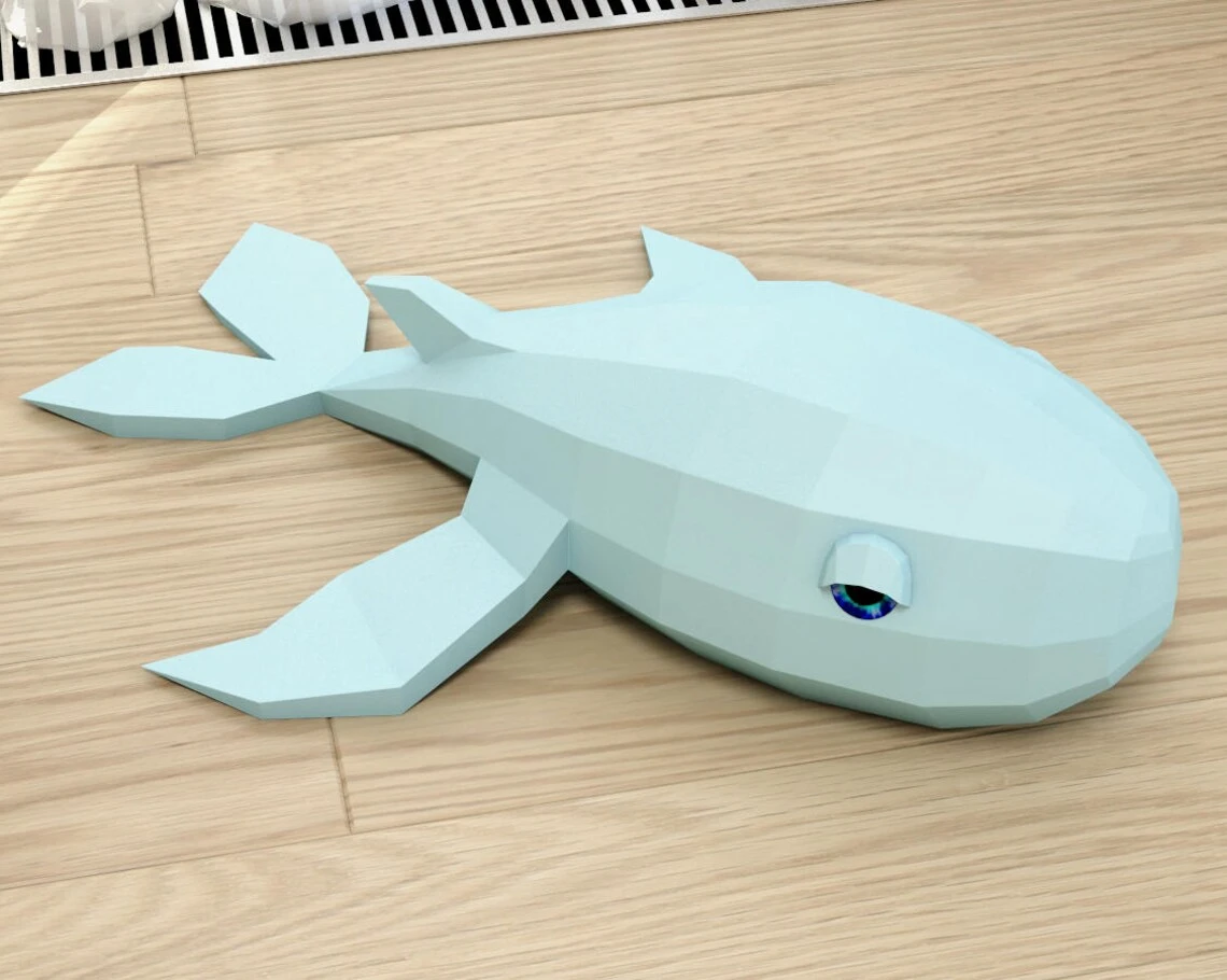 Papercraft Whale, DIY Paper project, 3D paper model, PDF template, paper sculpture, craft for kids, diy gift toy, pepakura, origami, do it