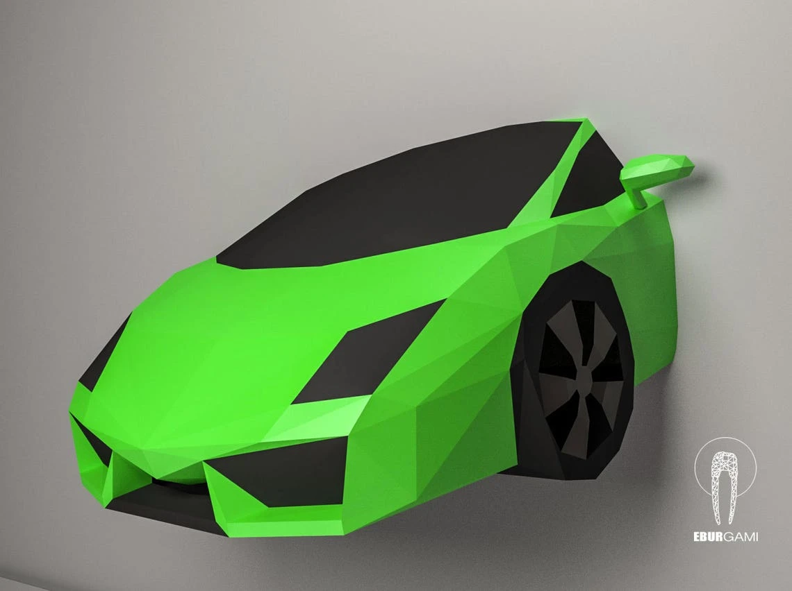 Car Papercraft, Lamborghini Gallardo 3D Papercraft, Build Your Own Low Poly DIY Paper Sculpture Mask DIY Gift, Wall Decor home, Eburgami