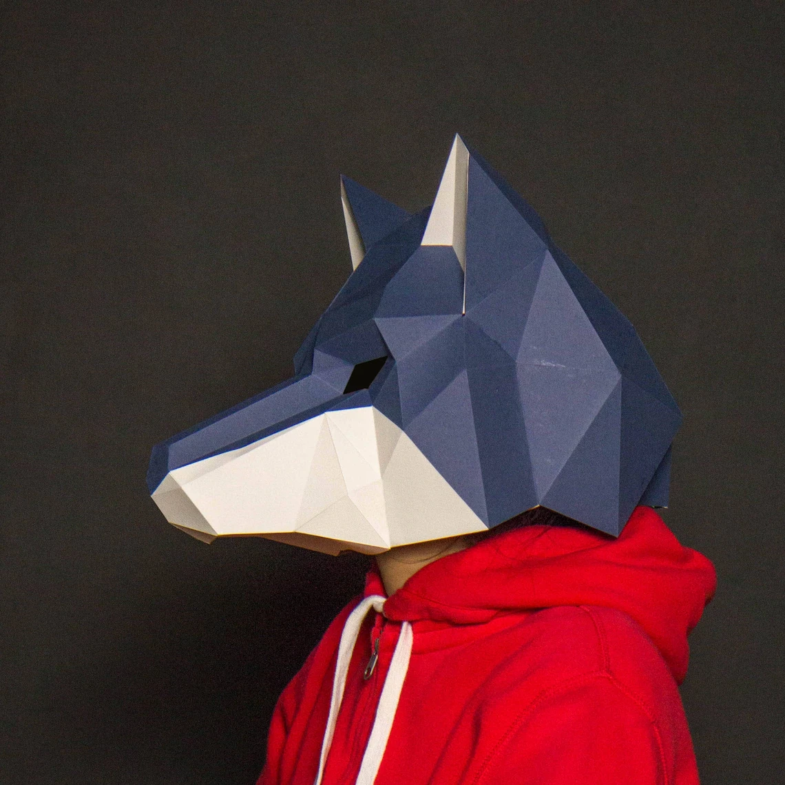 Wolf Mask Paper Craft, Digital Template, Origami, PDF Download DIY, Low Poly, 3D Mask