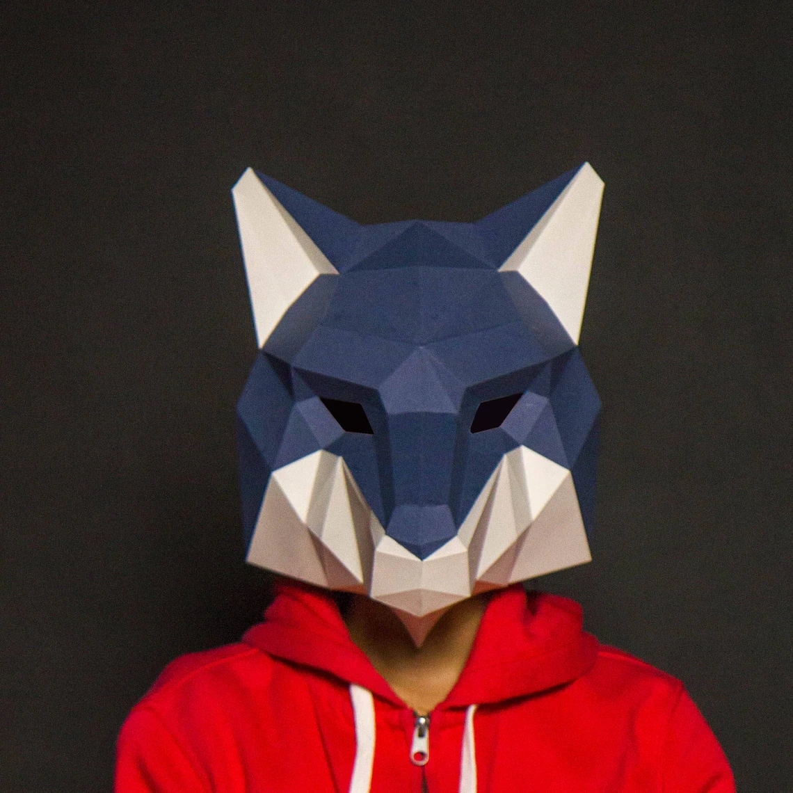 Wolf Mask Paper Craft, Digital Template, Origami, PDF Download DIY, Low Poly, 3D Mask