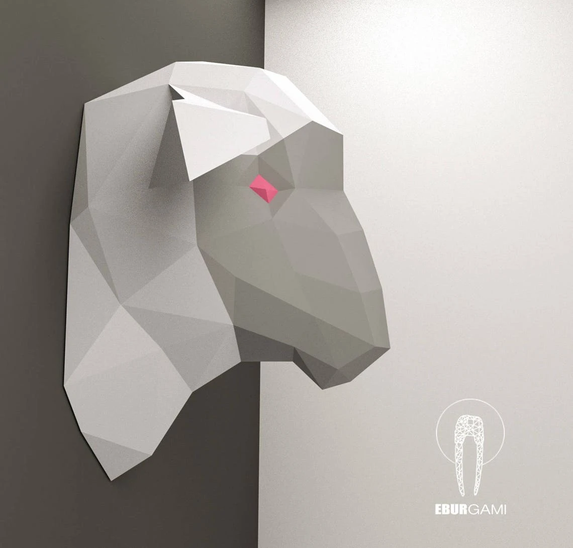 Sheep Pepercraft Head, Paper Craft Trophy, Pdf Kit, 3D DIY Mask Sheep Origami, DIY Paper Sculpture, Puzzle DIY, Digital Download, Trophy Art