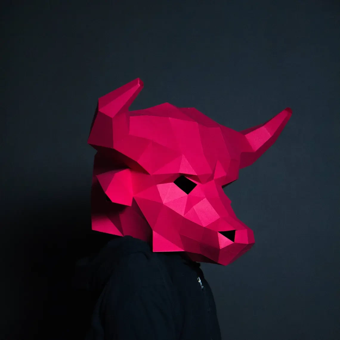 Bull Mask, Buffalo Mask Paper Craft, Digital Template, Origami, PDF Download DIY, Low Poly, 3D Mask