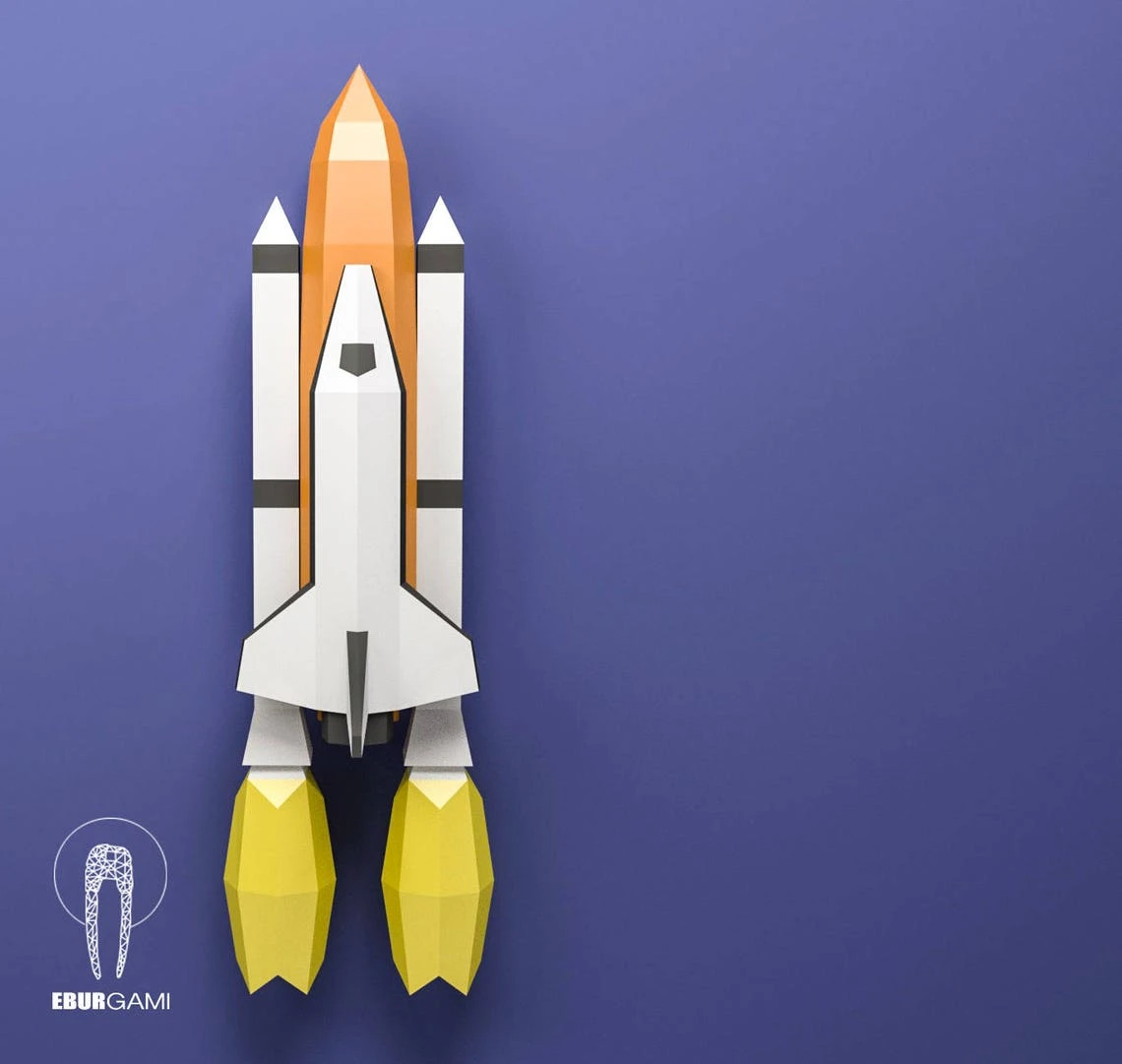 Space Shuttle, Papercraft Nasa DIY, 3D Space Ship, Rocket Low poly 3D, Rocket Paper, Mask DIY, Loft Decor, Paper-craft model, paper statue