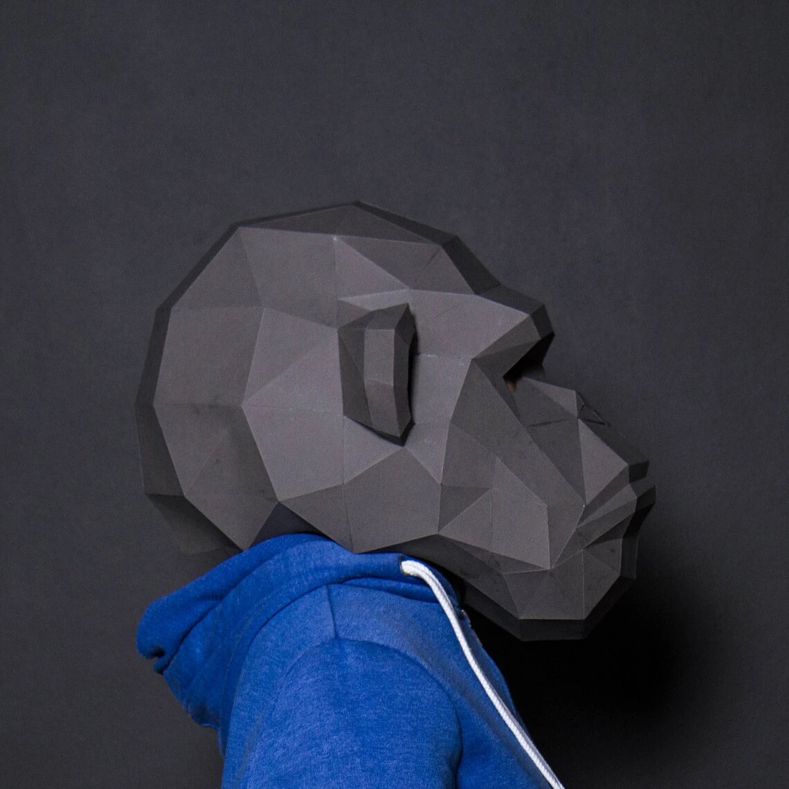 Chimpanzee Mask Paper Craft, Digital Template, Origami, PDF Download DIY, Low Poly, 3D Mask