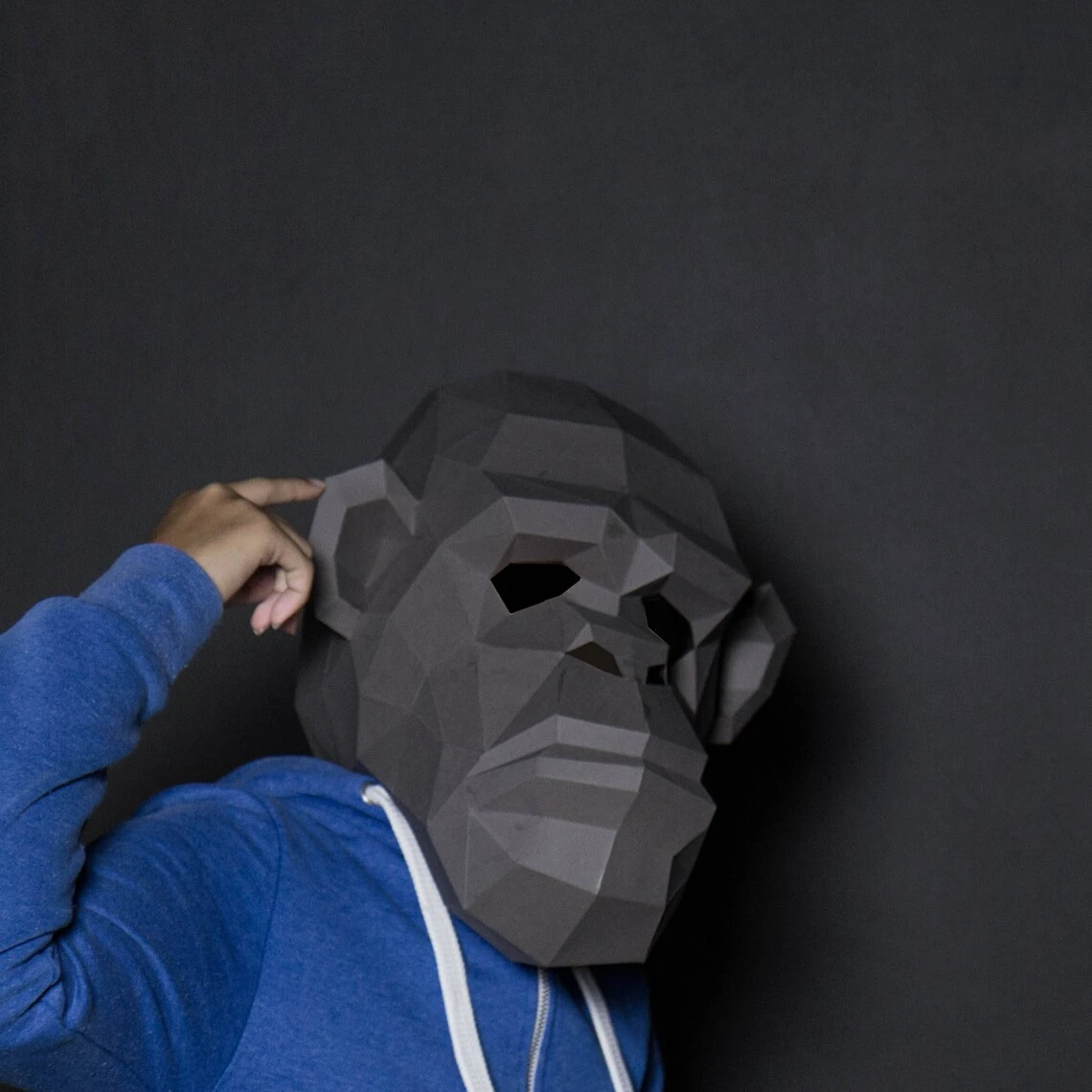 Chimpanzee Mask Paper Craft, Digital Template, Origami, PDF Download DIY, Low Poly, 3D Mask