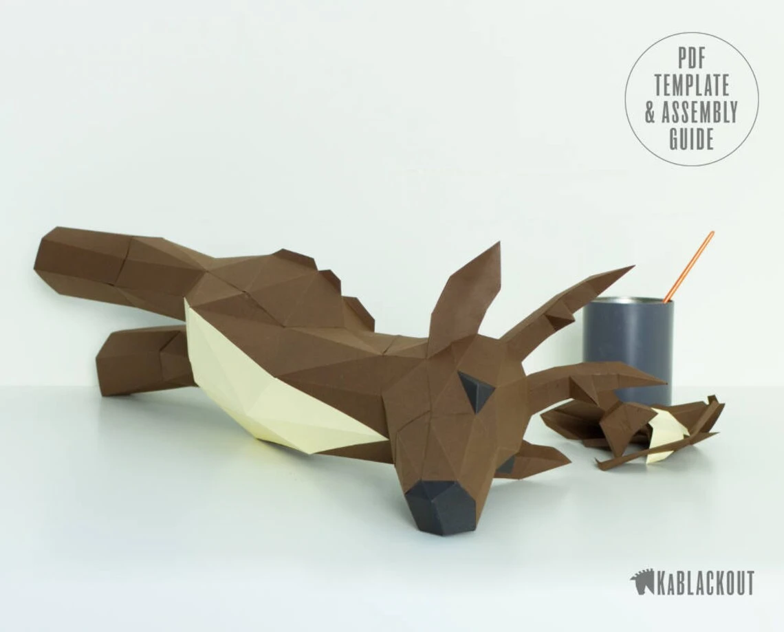 Deer Papercraft , Papercraft Deer, DIY Deer, Low Poly Deer, Deer Sculpture, Paper Deer, Woodland Deer Decor - Printable PDF Template