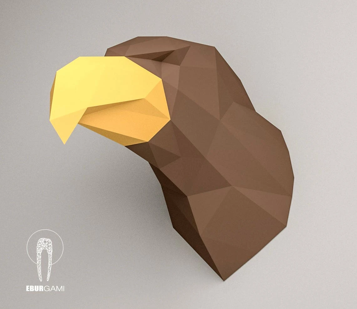 Eagle Papercraft - 3D Papercraft -Instant Download - Build Your Own Low Poly Trophy Paper Sculpture - PDF Download - DIY gift - Wall Decor