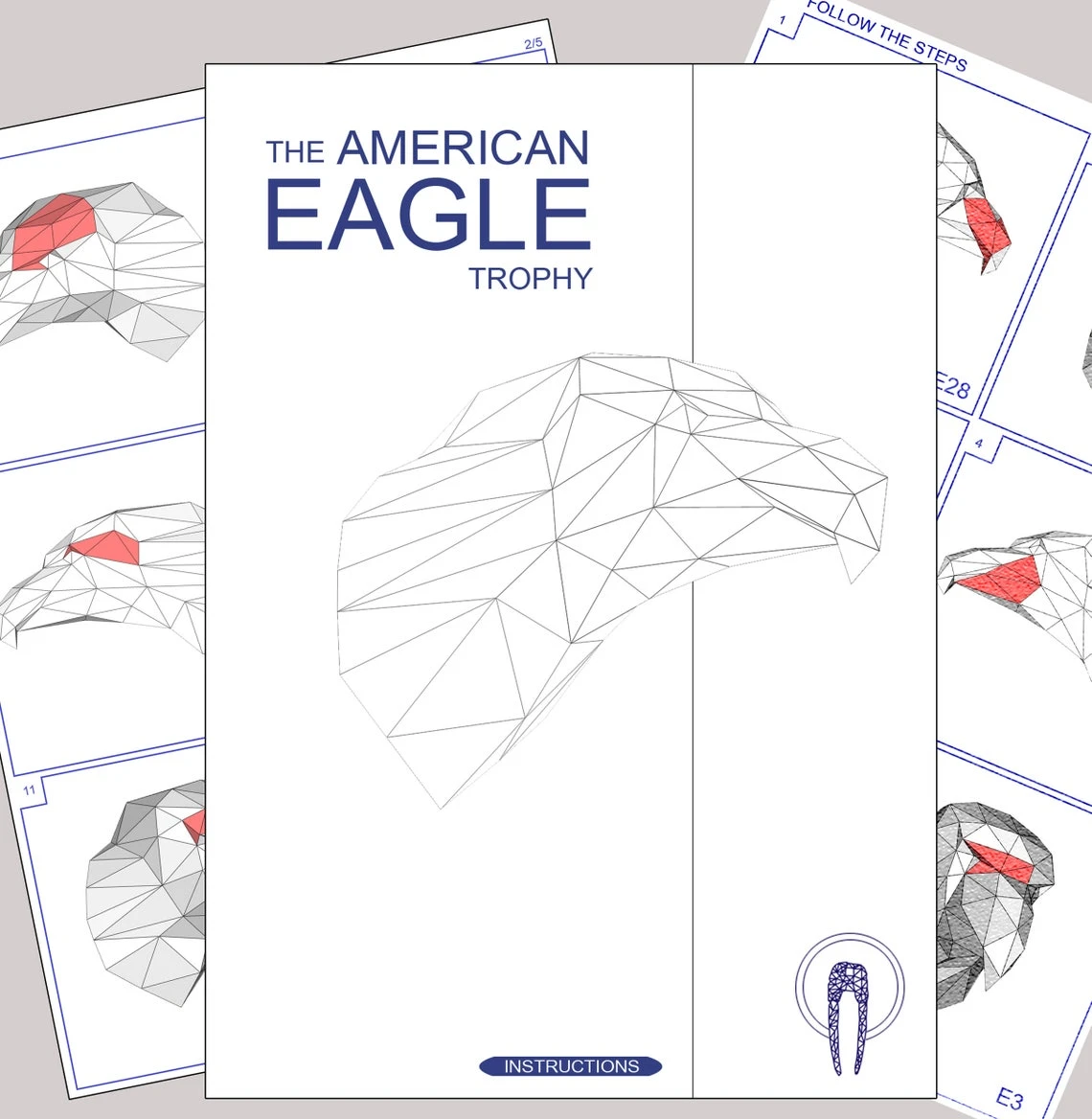 Eagle Papercraft - 3D Papercraft -Instant Download - Build Your Own Low Poly Trophy Paper Sculpture - PDF Download - DIY gift - Wall Decor