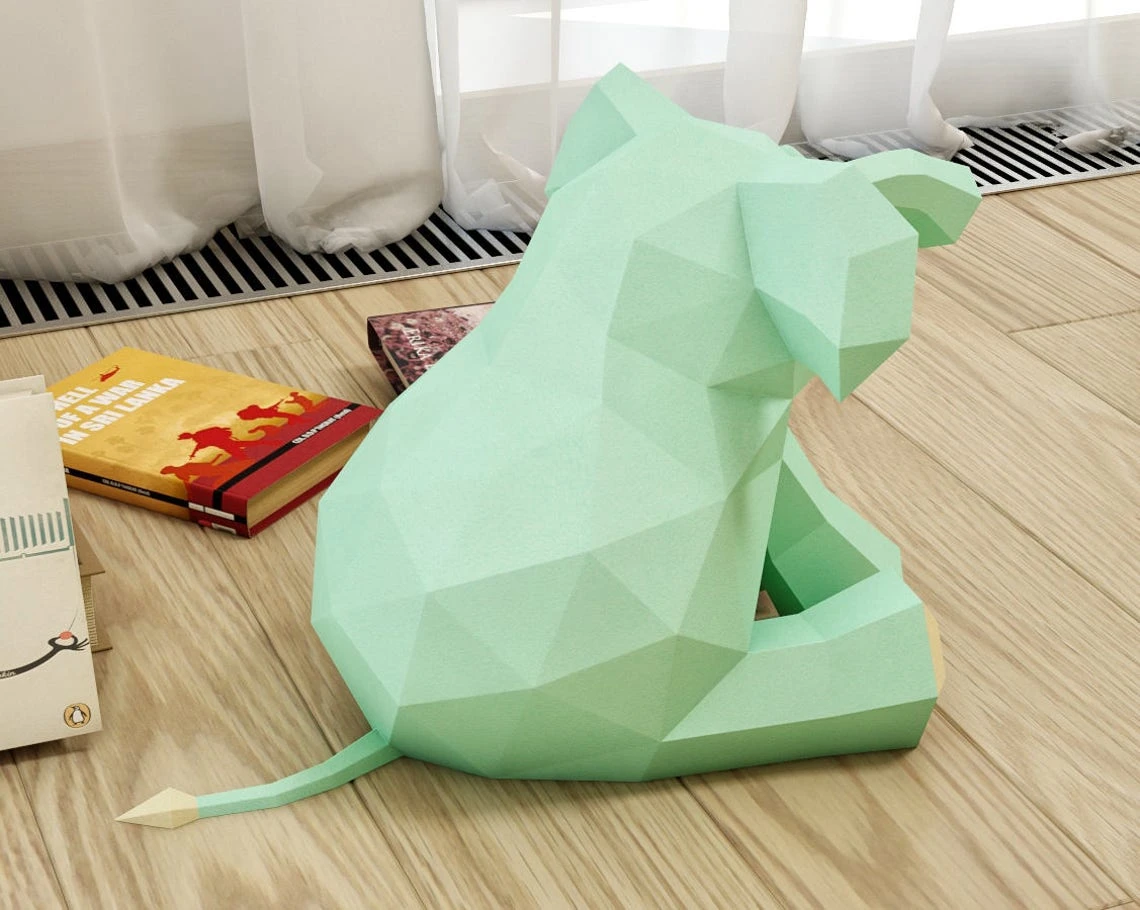 Papercraft Elephant, 3D Paper Craft Toy, DIY Paper project, PDF template kit, How to make paper model sculpture, gift for kids, origami