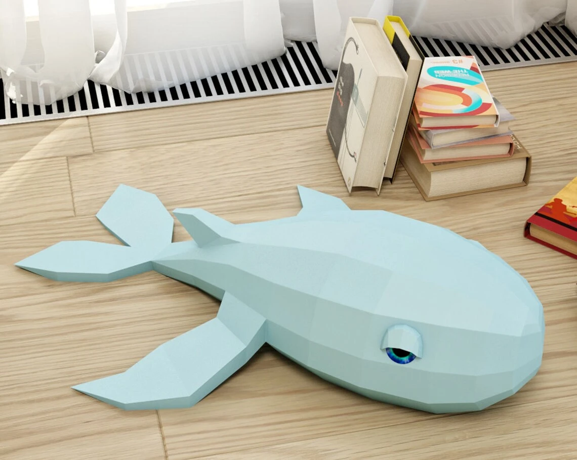 Papercraft Whale, DIY Paper project, 3D paper model, PDF template, paper sculpture, craft for kids, diy gift toy, pepakura, origami, do it