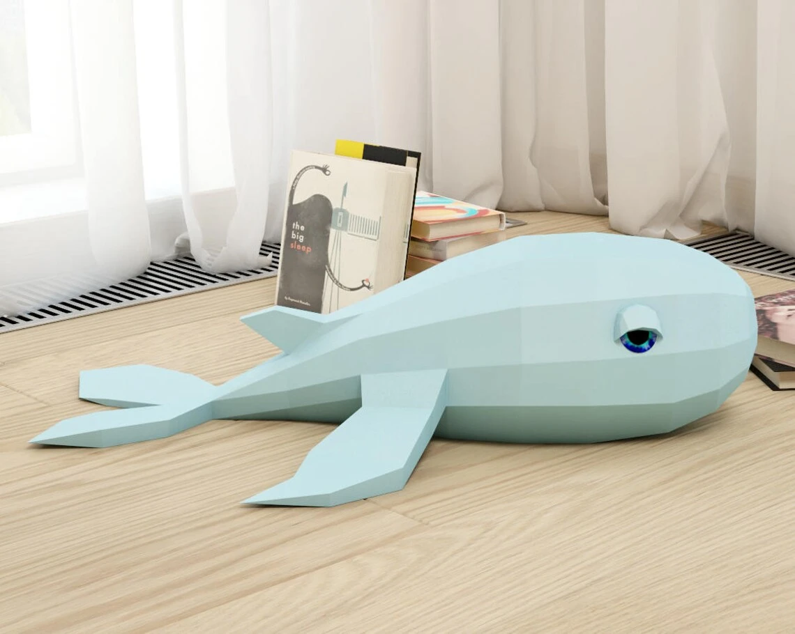 Papercraft Whale, DIY Paper project, 3D paper model, PDF template, paper sculpture, craft for kids, diy gift toy, pepakura, origami, do it