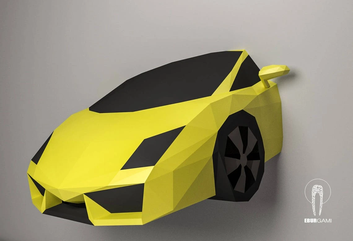 Car Papercraft, Lamborghini Gallardo 3D Papercraft, Build Your Own Low Poly DIY Paper Sculpture Mask DIY Gift, Wall Decor home, Eburgami