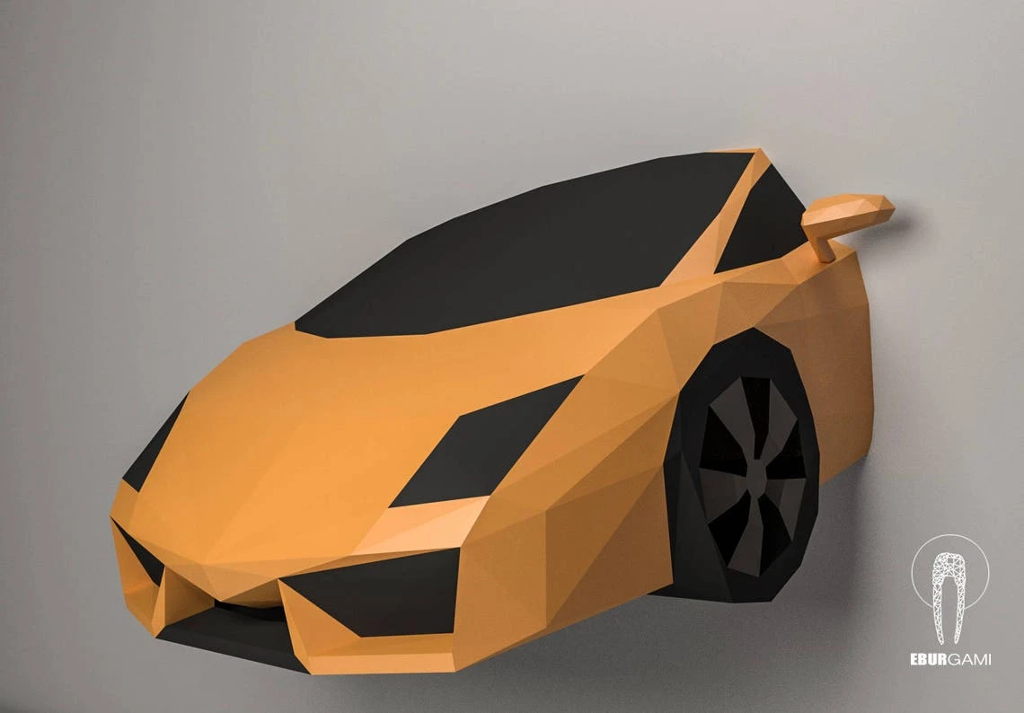 Car Papercraft, Lamborghini Gallardo 3D Papercraft, Build Your Own Low Poly DIY Paper Sculpture Mask DIY Gift, Wall Decor home, Eburgami