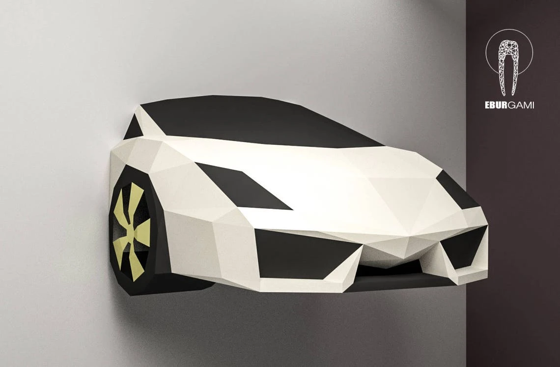 Car Papercraft, Lamborghini Gallardo 3D Papercraft, Build Your Own Low Poly DIY Paper Sculpture Mask DIY Gift, Wall Decor home, Eburgami