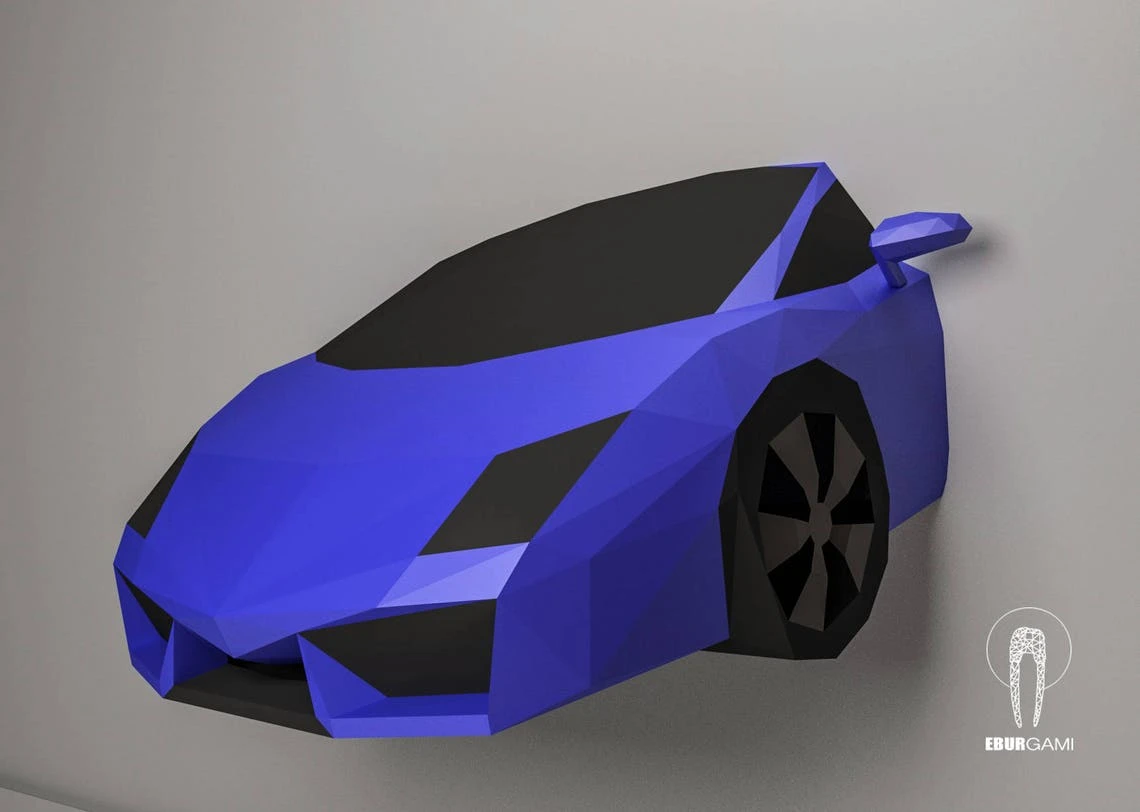 Car Papercraft, Lamborghini Gallardo 3D Papercraft, Build Your Own Low Poly DIY Paper Sculpture Mask DIY Gift, Wall Decor home, Eburgami