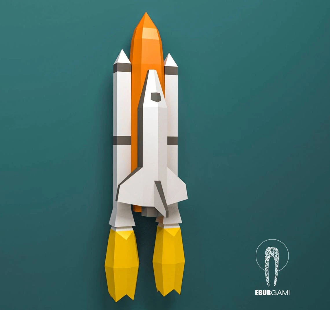 Space Shuttle, Papercraft Nasa DIY, 3D Space Ship, Rocket Low poly 3D, Rocket Paper, Mask DIY, Loft Decor, Paper-craft model, paper statue