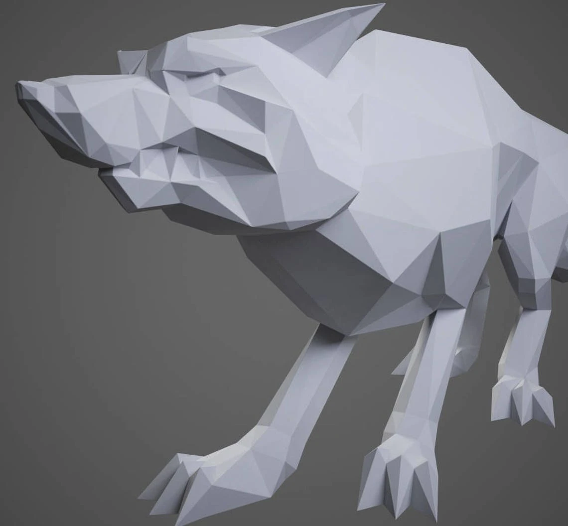 Paper craft Wolf, DIY paper Sculpture, Paper model gift, 3D paper craft, papercraft PDF pattern, 3D paper template kit