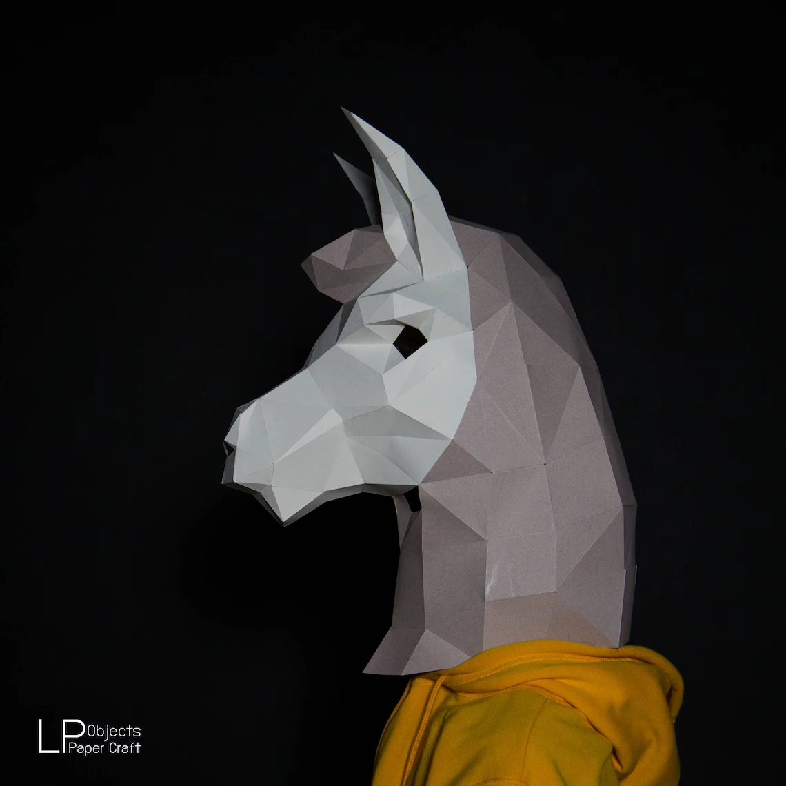 Lama Mask, Alpaca Mask Digital Template, Halloween Paper Mask, Digital Template, Origami, Paper Craft, DIY, Low Poly