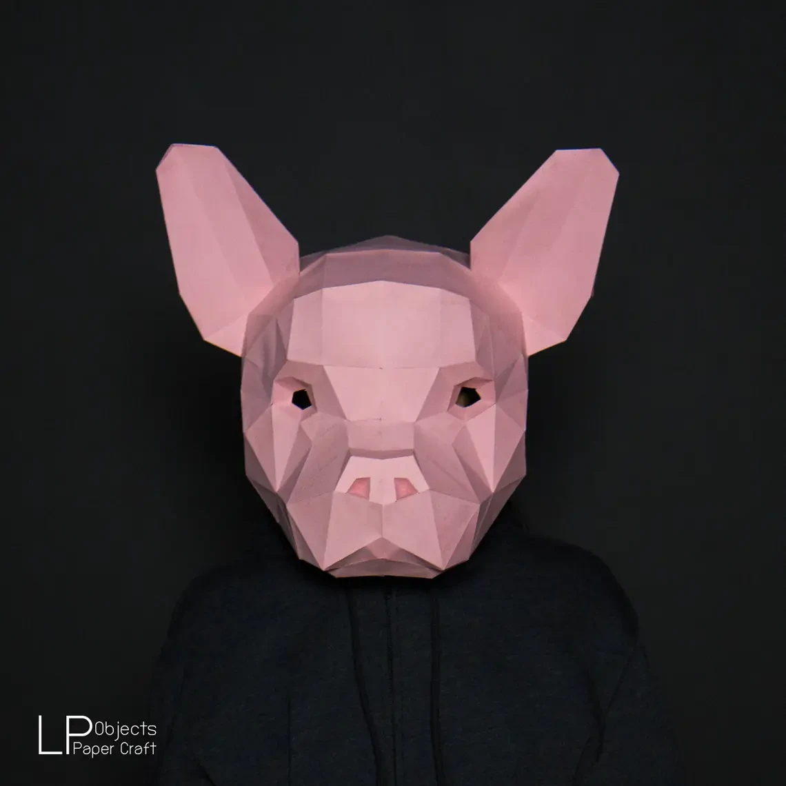 French Bulldog Mask Paper Craft, Digital Template, Origami, PDF Download DIY, Low Poly, 3D Mask