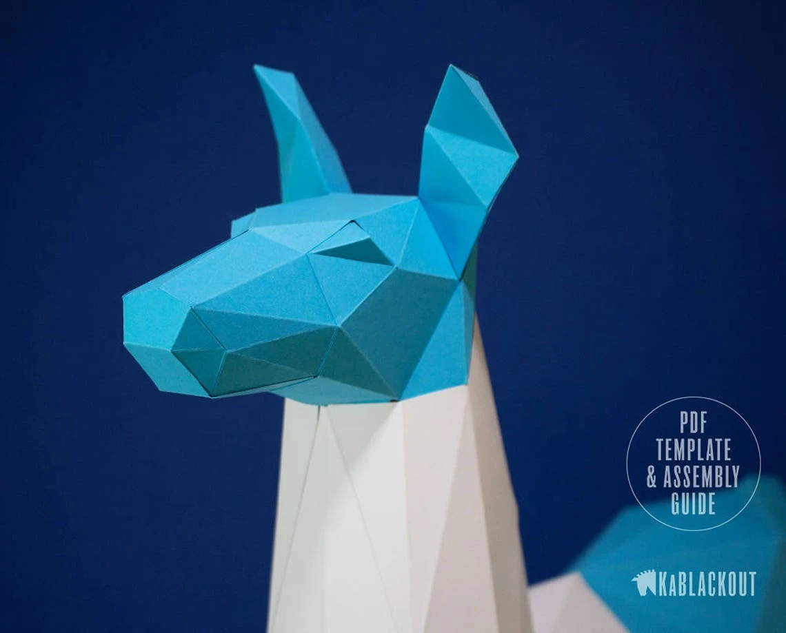 Llama Template, Llama Papercraft Pattern, DIY Low Poly Printable Paper Llama - Instant Download