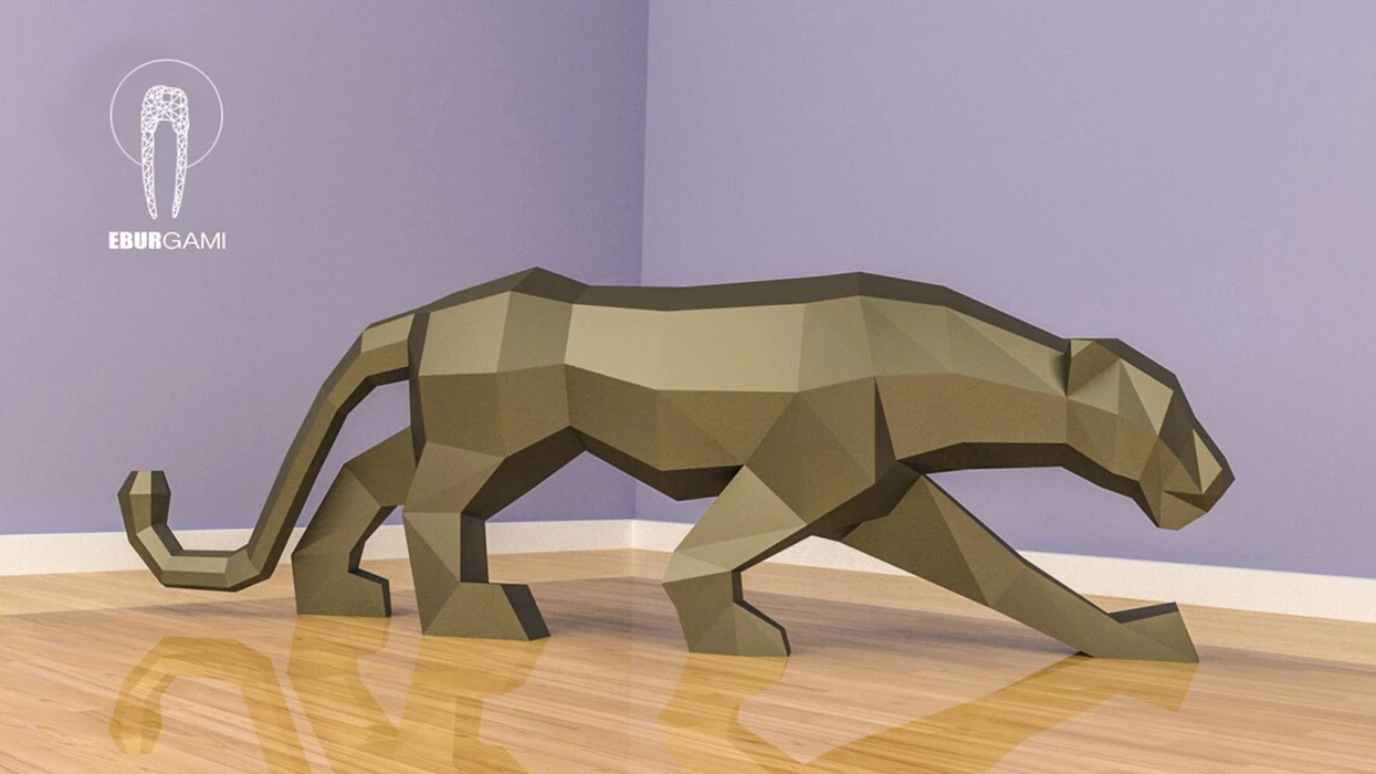 3D Panther Papercraft, XXL Papercraft Head, Template, Papercraft Animals, Mask Low Poly DIY, DIY Paper 3D Art, Papercrafting, Paper Eburgami