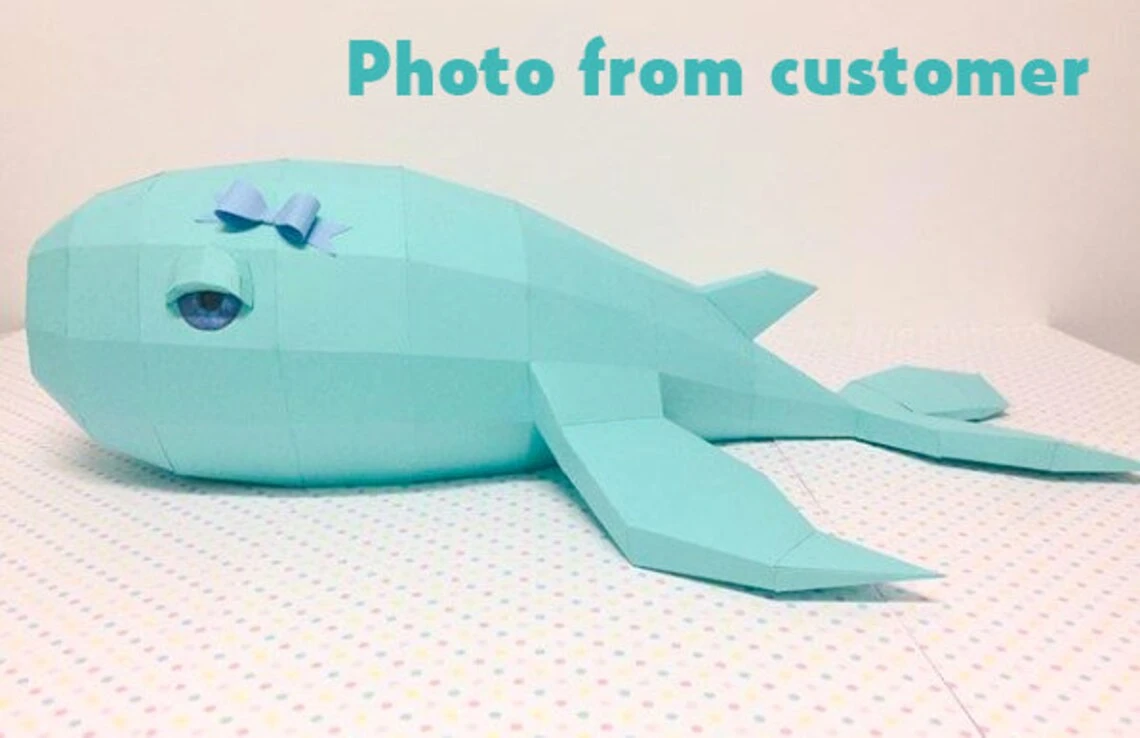 Papercraft Whale, DIY Paper project, 3D paper model, PDF template, paper sculpture, craft for kids, diy gift toy, pepakura, origami, do it