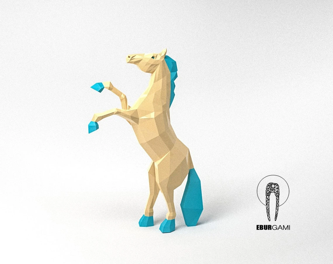 Low Poly Horse Model XXL, Papercraft Horse, Origami Horse, Create Your Own 3D, Wild Horse, Eburgami, Paper Craft Horse, Animal Head