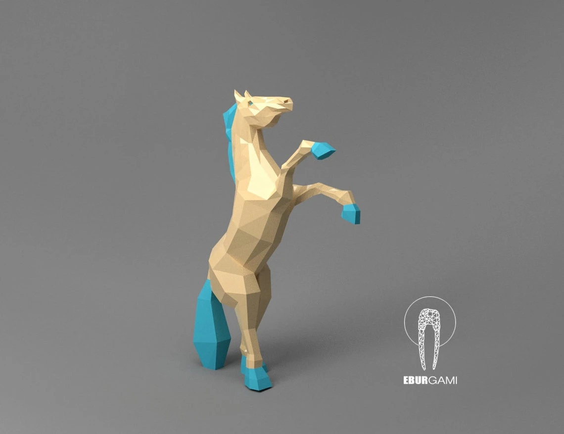 Low Poly Horse Model XXL, Papercraft Horse, Origami Horse, Create Your Own 3D, Wild Horse, Eburgami, Paper Craft Horse, Animal Head