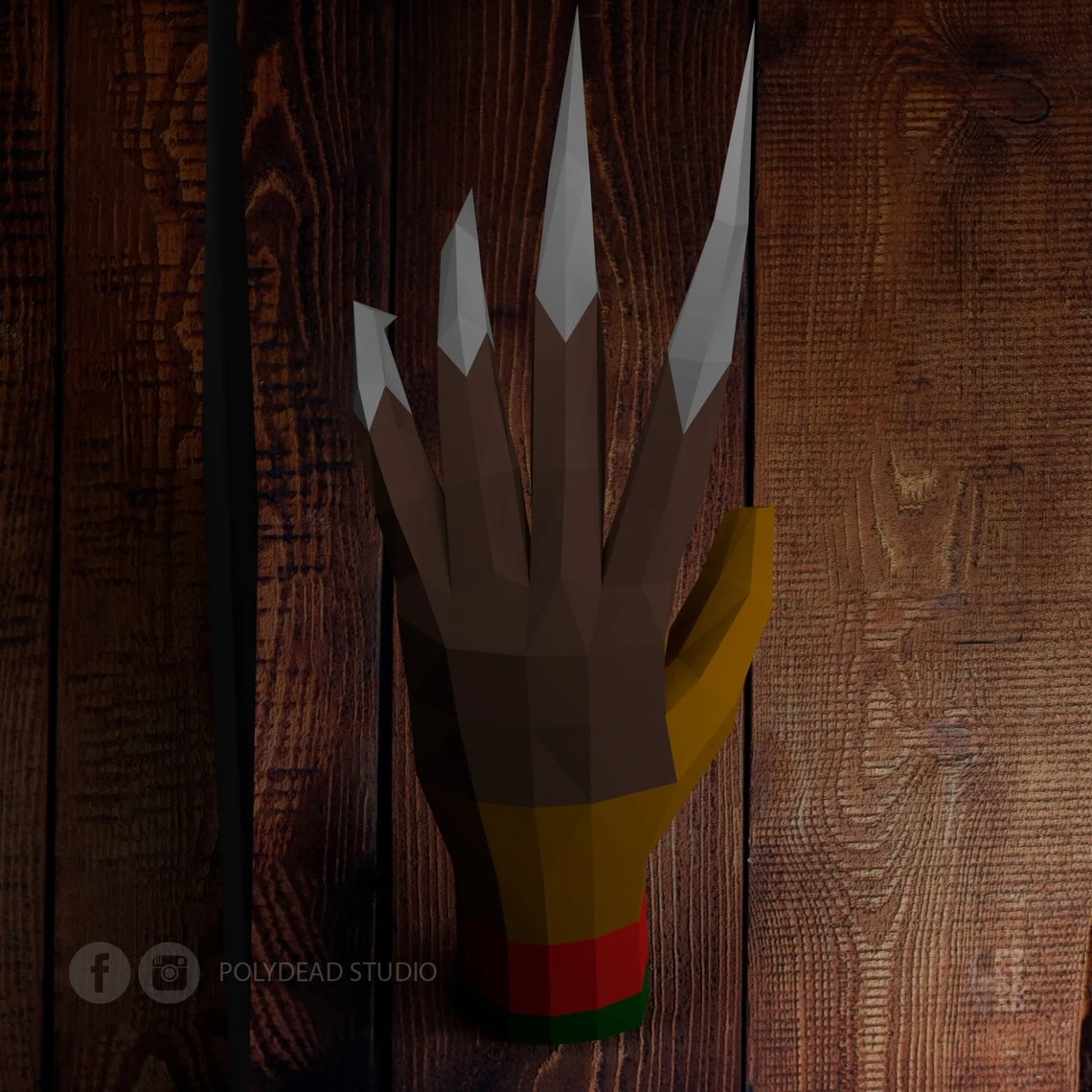 DIY Freddy Krueger's Glove Papercraft | Low Poly Paper Sculpture 3D | Halloween decor | templates PDF