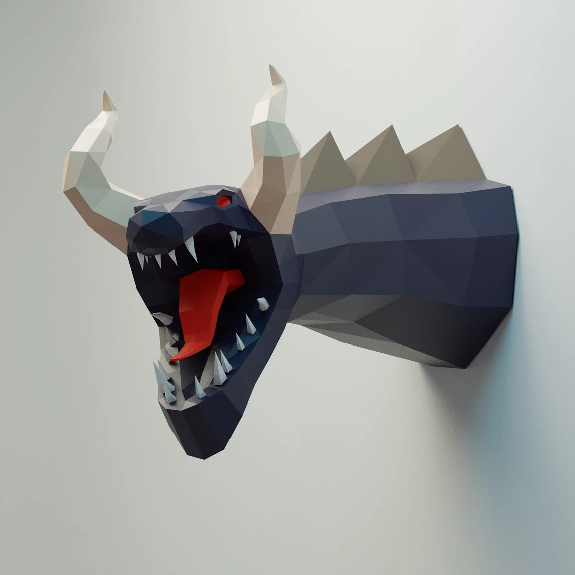 Red Eyed Dragón Papercraft, dragon in paper, walldecor poligonal model, Dragon con ojos rojos, Dragon Low Poly