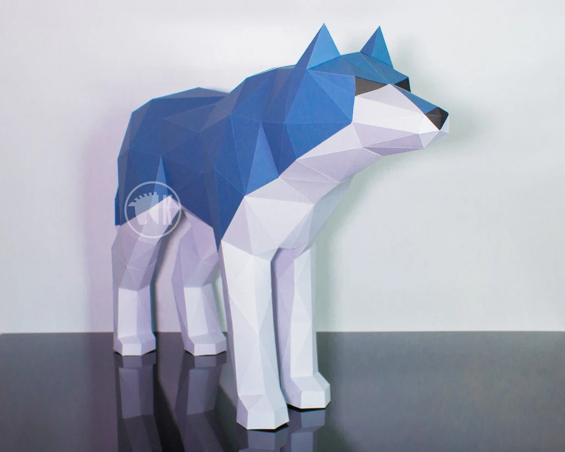 Wolf Papercraft Template, DIY Wolf Pattern, Low Poly Wolf Paper Craft, 3D Papercraft Wolf, PDF Printable Dire Wolf - Instant Download