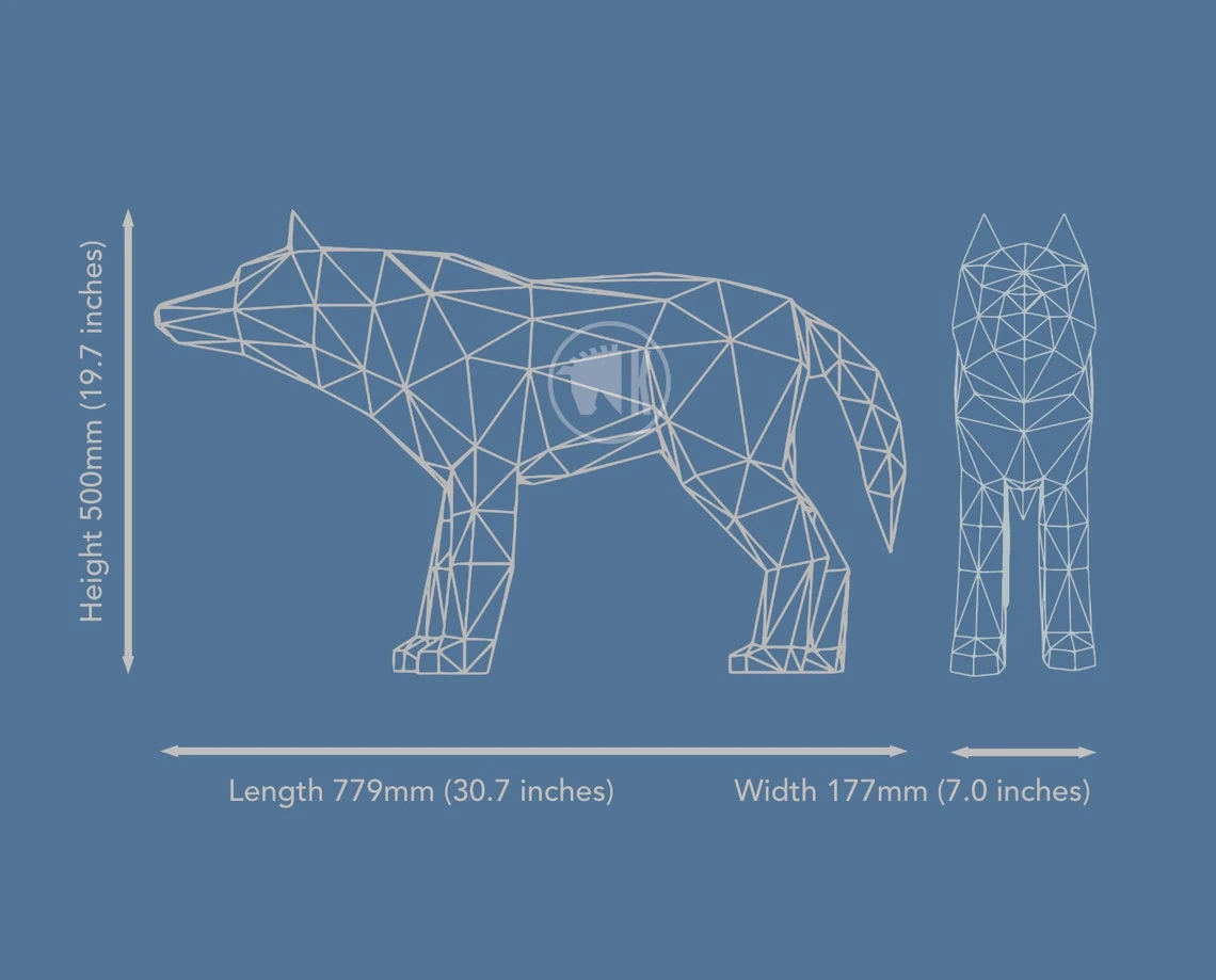 Wolf Papercraft Template, DIY Wolf Pattern, Low Poly Wolf Paper Craft, 3D Papercraft Wolf, PDF Printable Dire Wolf - Instant Download