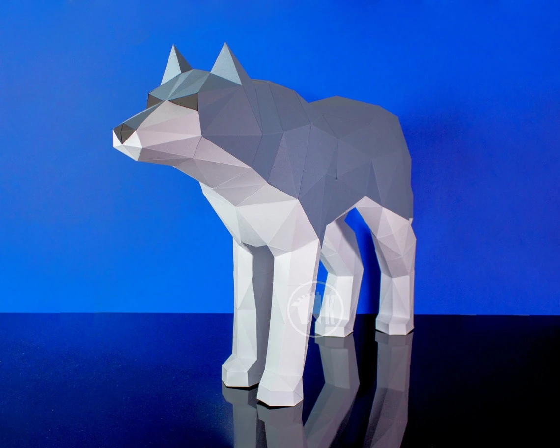 Wolf Papercraft Template, DIY Wolf Pattern, Low Poly Wolf Paper Craft, 3D Papercraft Wolf, PDF Printable Dire Wolf - Instant Download