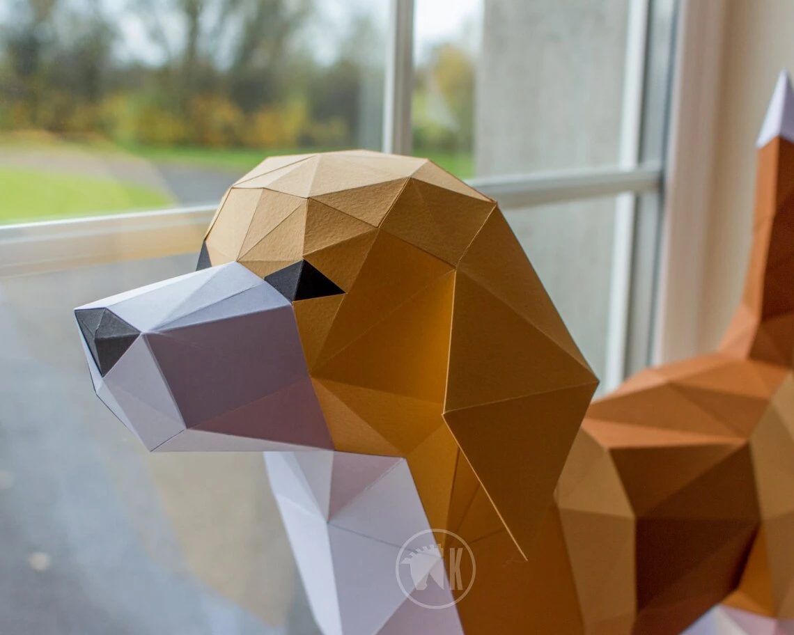 Beagle Papercraft Template, Papercraft Dog, DIY Beagle, Origami Dog, Low Poly Dog, Polygonal Puppy, Papercraft Puppy PDF Template