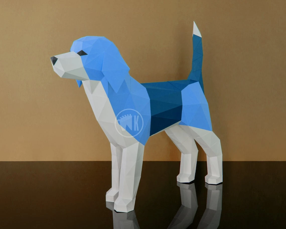 Beagle Papercraft Template, Papercraft Dog, DIY Beagle, Origami Dog, Low Poly Dog, Polygonal Puppy, Papercraft Puppy PDF Template