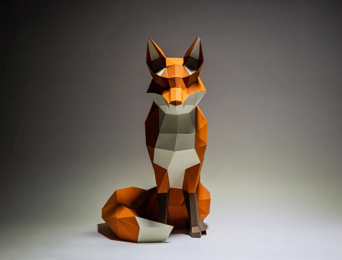 Fox Paper Craft, Digital Template, Origami, PDF Download DIY, Low Poly, Trophy, Sculpture, 3D Model