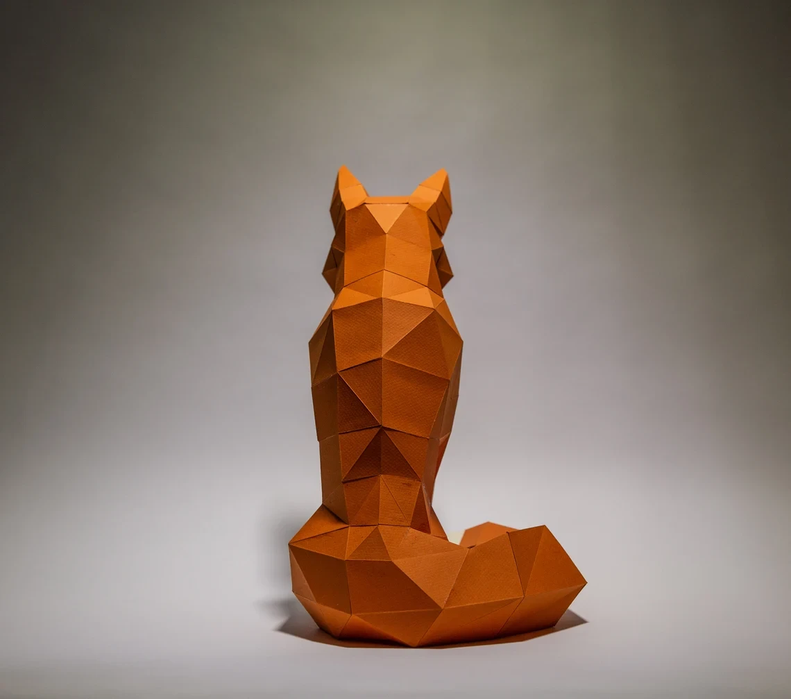 Fox Paper Craft, Digital Template, Origami, PDF Download DIY, Low Poly, Trophy, Sculpture, 3D Model